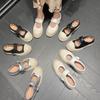 [Shei Su Yinyin] Sheepskin Pad Version~ Velcro Casual Muffin Thick-soled Mary Jane Single Shoes Women's Big Head Shoes