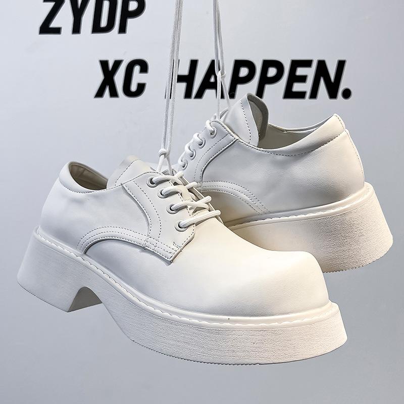 Платье белые кожаные туфли высокого класса мужская мода универсальная мужская обувь нишевый дизайн круглая головка увеличение высоты туфли дерби 95558-A