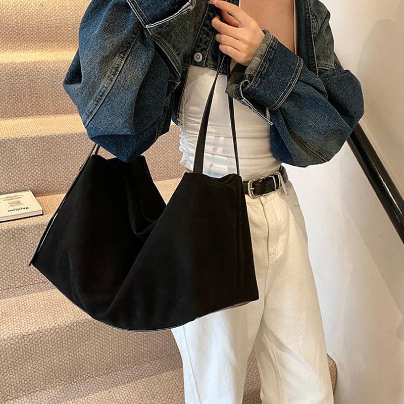 Осень Зима Большая Бостонская Роскошная Дизайнерская Сумка Тоут из Мягкой Матовой Замши Женская Сумка Ручная Сумка Женская Сумка через Плечо Кроссбоди CLE