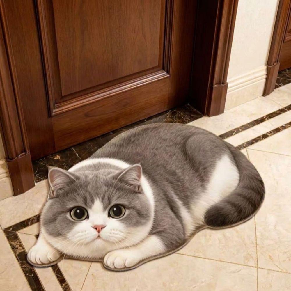 2D Cat-Shaped Area Rug Anti-fouling Cartoon Carpet Cute Home Decor Carpet Bedrooms