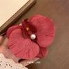 Women Korean Cloth Floral Pearl Hair Clip Sweet Phalaenopsis Flower Hairpin Female Headdress