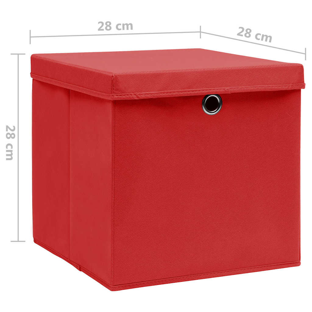 vidaXL Aufbewahrungsboxen mit Deckeln 4 Stk. 28x28x28 cm Rot