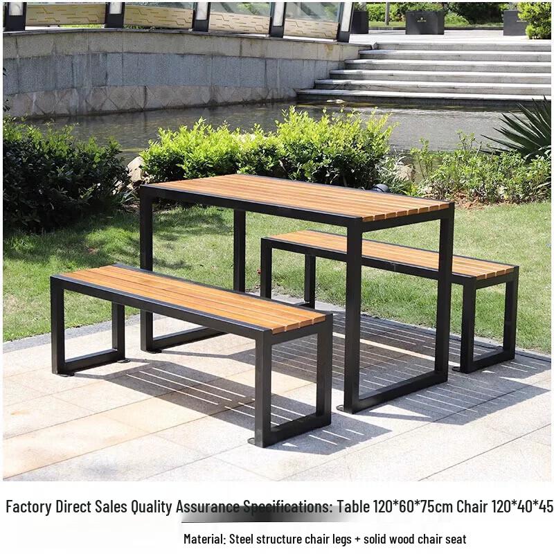 JINGGENG Outdoor Anti-Corrosion Wood Park Table & Chair Sets