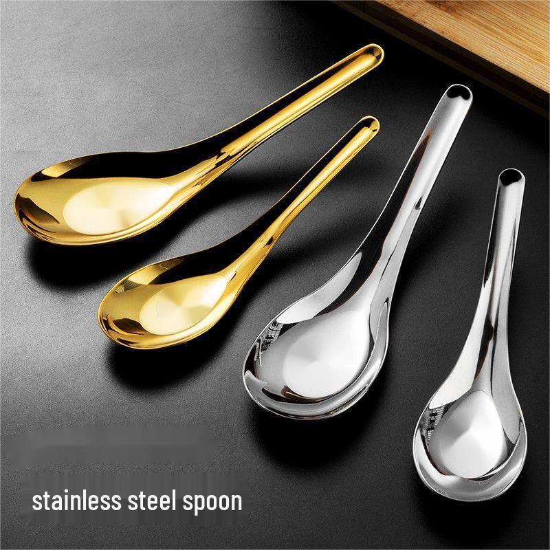 Thickened Stainless Steel Flat-Bottom Soup Spoons