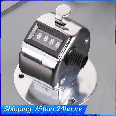 Мини Металлический Ручной Счетчик 4 Цифры Ручной Цифровой Счетный Гольф Кликер Ручной с Основанием для Детей Учиться Считать