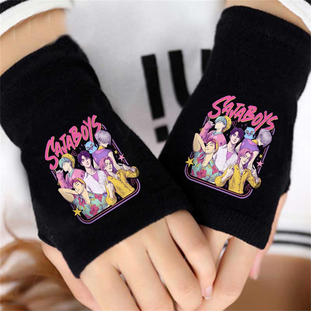 Cartoon Printed Fingerless Gloves For Boys And Girls