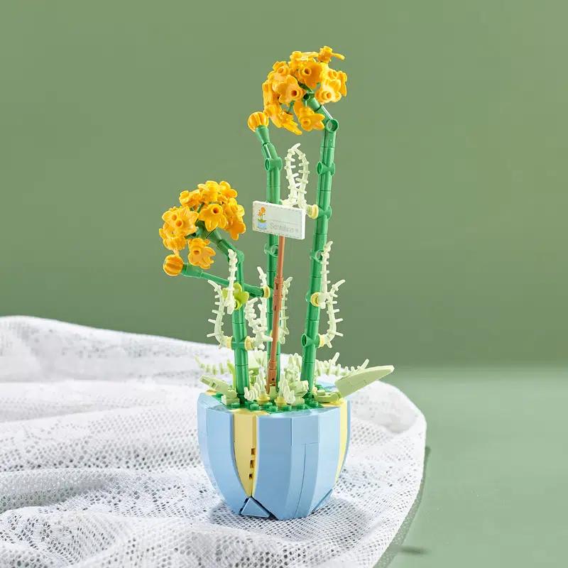 Мини-блоки, букет роз, цветы, строительные блоки, предметы интерьера, кирпичи, сборка игрушек «сделай сам» для девочек