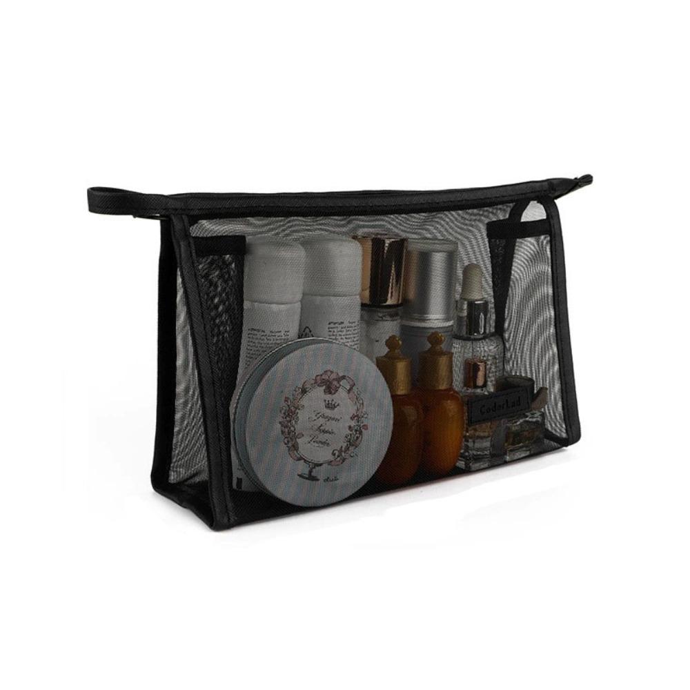 Zipper Mesh Makeup Bag Large Capacity Storage Toiletry Bag Transparent Cosmetic Bag Unisex