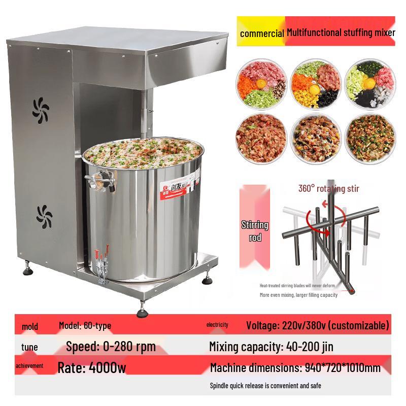 JPHZNB Commercial Automatic Meat and Dough Mixer
