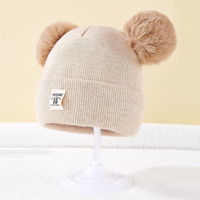 Милая зимняя шапка, однотонная шерстяная вязаная шапка Bebe, шапка для новорожденных с помпоном для детей, теплая шапка для мальчиков и девочек