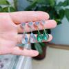 Huitan Aesthetic Green/Blue Cubic Zirconia Dangle Earrings for Women Silver Color/Gold Color Wedding Trend Eternity Love Jewelry