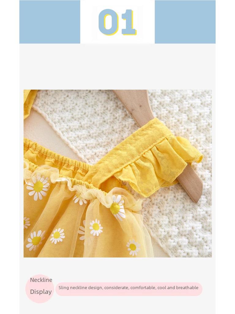 Летний комбинезон без рукавов для девочек: Платье принцессы знаменитости из Интернета с треугольным узором