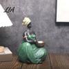 Display Cabinet Accents African Lady Figurine, Resin Ethnic Sitting/Standing Woman Statue, Hand-Painted Bohemian Home Decor for Statue Living Room TV