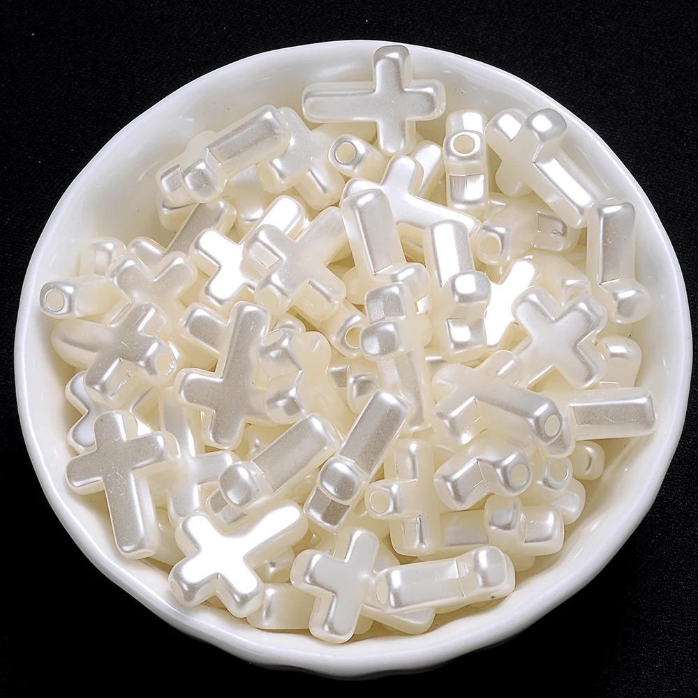 60pcs White Cross Loose Spacer Beads Handmade Bracelet Necklace Accessories Necklace
