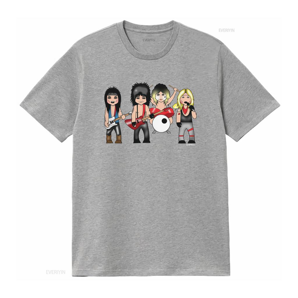 Mens T Shirt Vipwees The Crue Heavy Metal 80S Band Caricature Motley Inspired Rock vintage Washed Stretched Comfortable