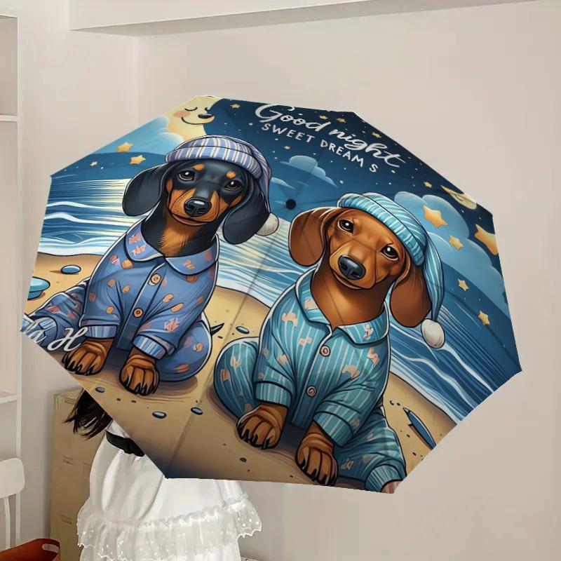 1pc Dachshund Nightwear Umbrella with Plastic Handle,Suitable for All Seasons Home Travel Outdoor UmbrellaDD499