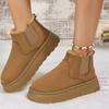 Women's Wide Width Platform Snow Boots, Retro Plush Lined Ankle Boots, Winter Warm Booties Wholesale