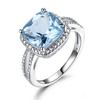 Gica Gema Real 925 Sterling Silver Rings For Women Gemstone Aquamarine Sky Blue Topaz Ring Cushion Romantic Gift Engagement Jewelry