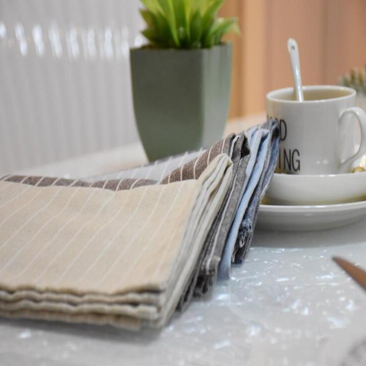 Customized Cotton Linen Recycled Restaurant Basic Table Cloth Stock Stripe Napkin