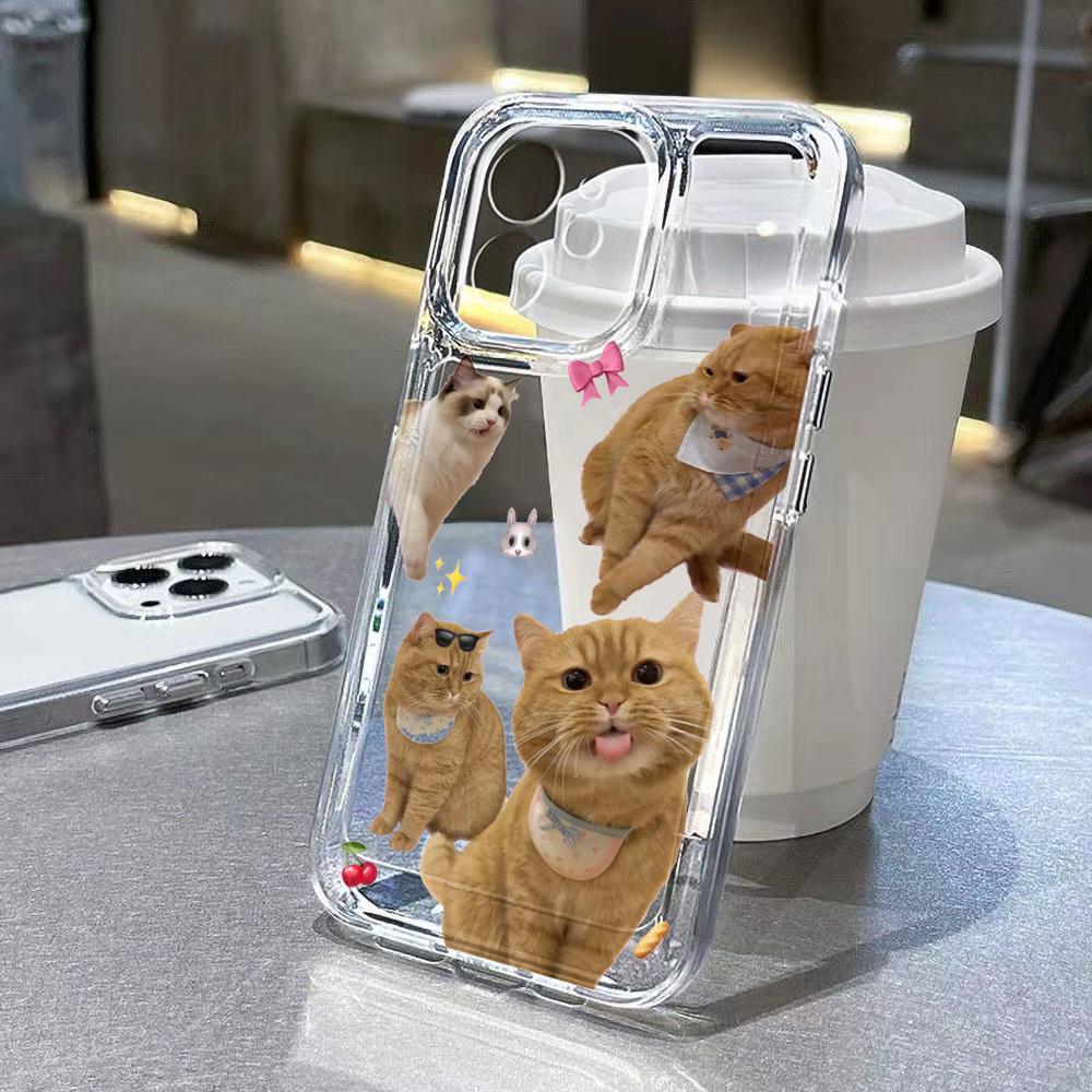Милый прозрачный чехол для телефона с кошкой для iPhone 17 Air 16 15 14 13 Чехлы 15 16 Pro Max 17 Air 12 11 14 Plus 16promax Fundas Мягкий чехол из ТПУ