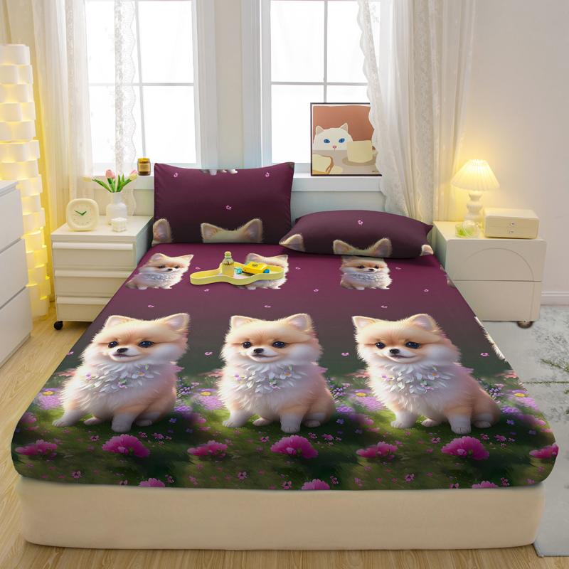 1 Матовая простыня на резинке с принтом в виде забавных животных из мультфильмов, покрывало для кровати с принтом в спальню, постельное белье (Исключая наволочки)