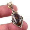 Natural Pietersite Gemstone 925 Solid Sterling Silver TwoTone Pendant 1.50" h6K77