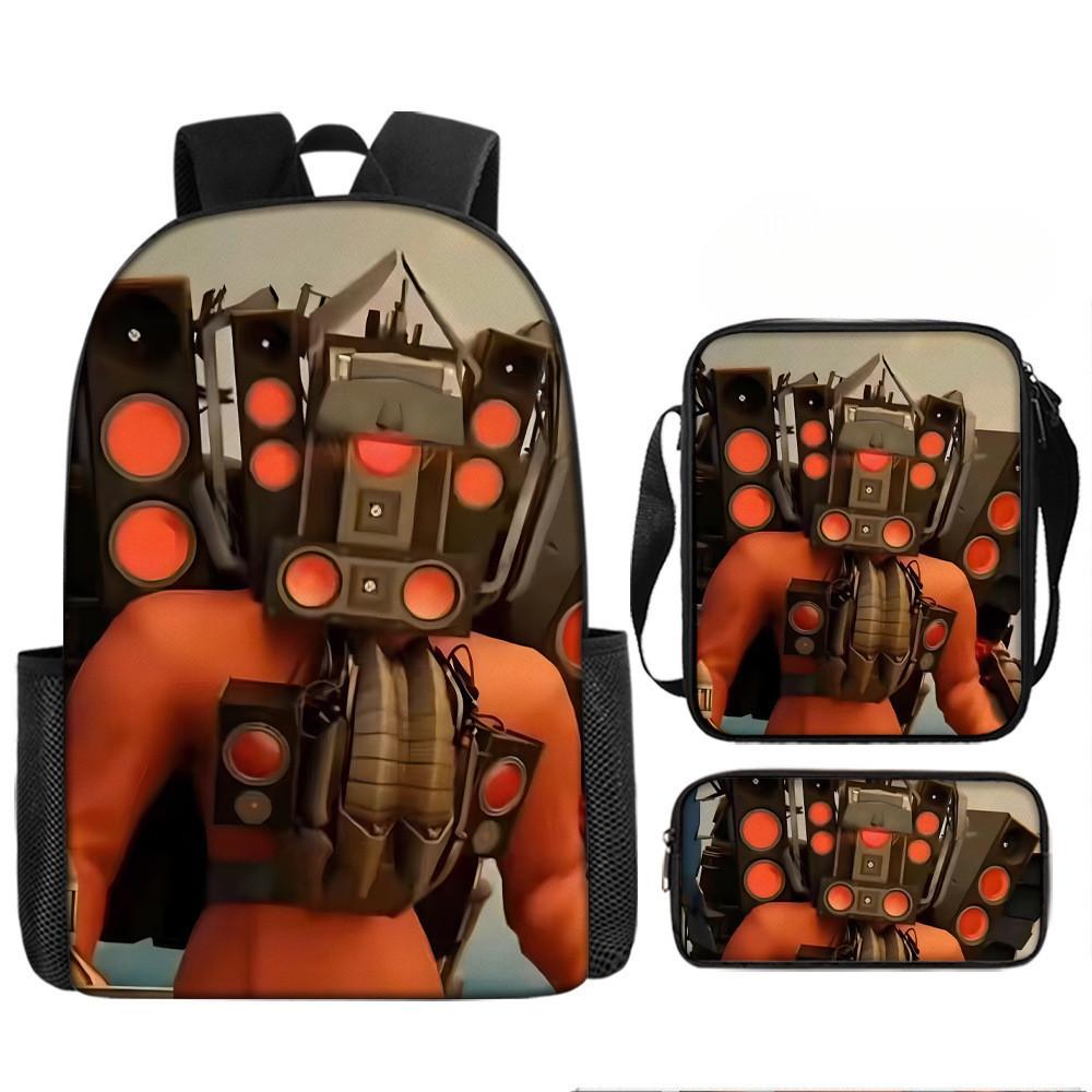 Cartoon Skibidi Toilet Printed Backpack Child Schoolbag Shoulder Bag Pencil Bag