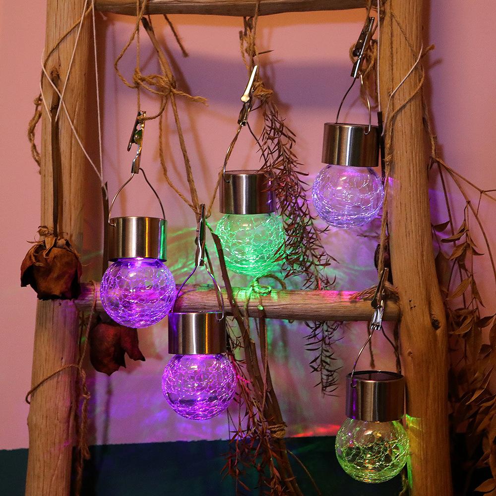 Cracked Glass Chandeliers LED Outdoor Courtyard Solar Light Garden Villa Decoration Landscape Light