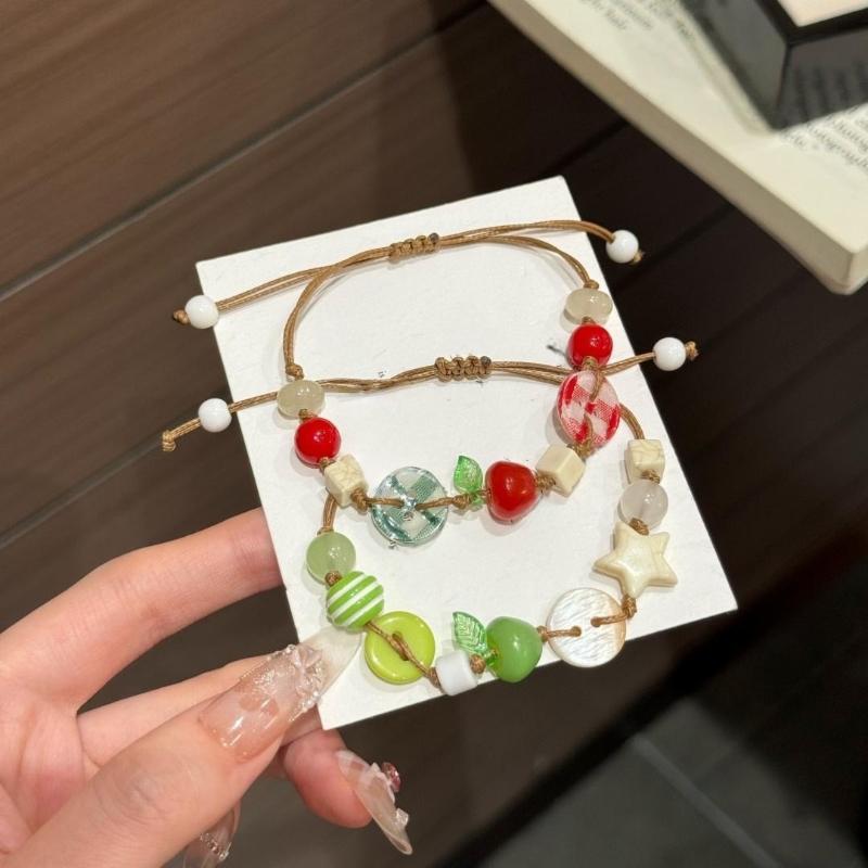 Lovely Apples Bracelet with Brown Cord Fashion Accessory for Girls Parties and Gifts