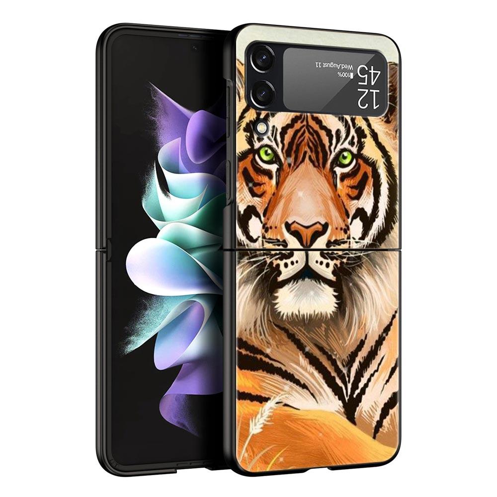 Чехол для телефона Z Flip 4 для Samsung Galaxy Z Flip 3 5G ZFlip3 Flip3 zflip Flip4 черный жесткий чехол для ПК тигр лев леопардовый чехол