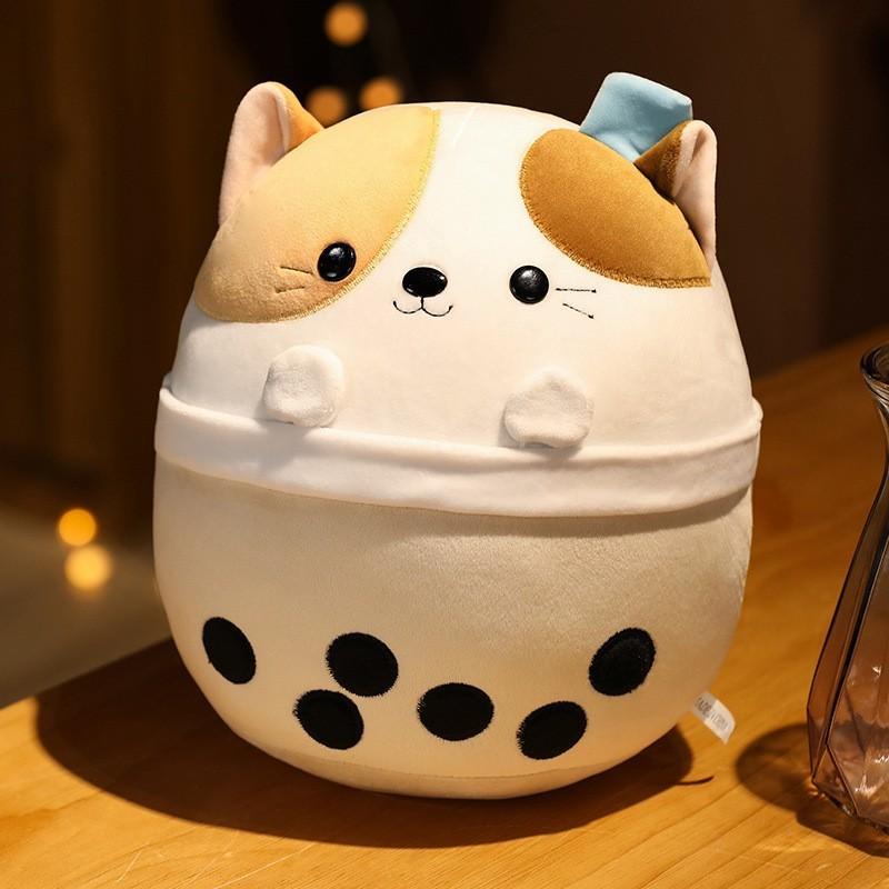Коллекционная плюшевая игрушка Кот с молочным чаем, короткий плюш, для детей, подарок