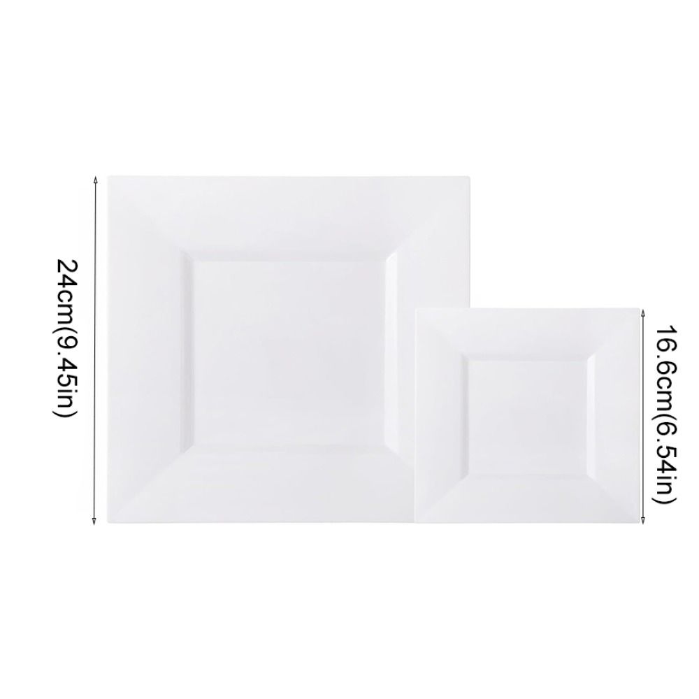 10Pcs Hard White Square Plate Plastic Dessert Dish Kitchen Tableware Party Appetizer Plate Salad