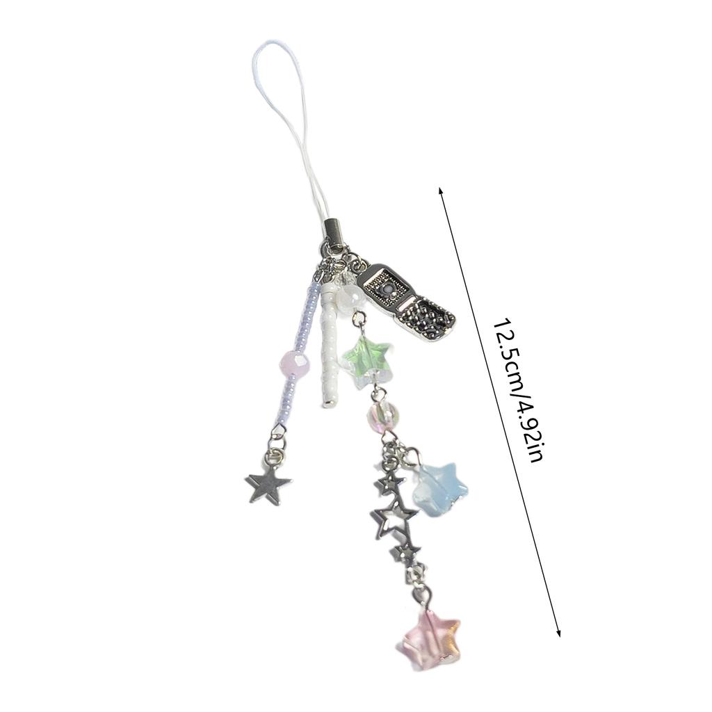 Брелок для телефона в виде звезды и откидной крышки, красочный брелок с бусинами, съемная цепочка для ключей, сплав, акриловый аксессуар для женщин