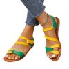 Color-blocked Velcro Women's Flat Sandals Anti-slip Beach Casual Shoes Low-heeled Sandals