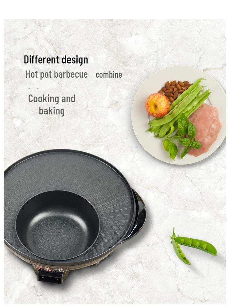 Многофункциональная электрическая кастрюля для шабу-шабу и гриля с антипригарным покрытием — доступны прямоугольные и круглые варианты