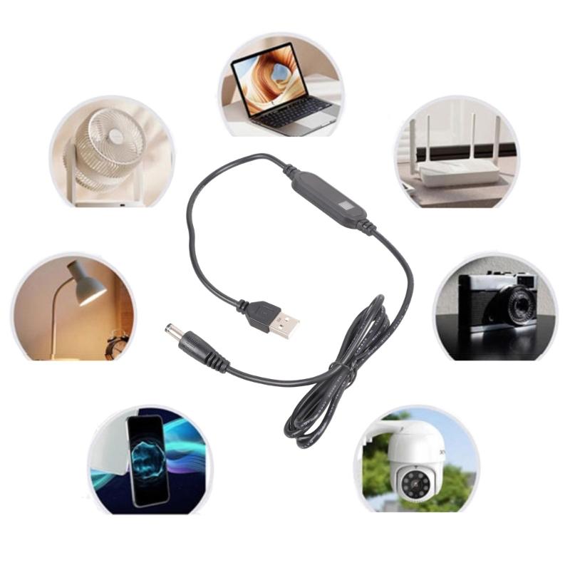 5V To 12V Step Up Converter Cable USB Male To DC5.5X2.5mm Plug 12V1A Output For Camera Speaker