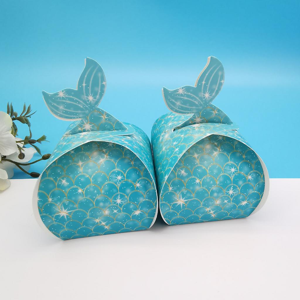 Коробка конфет в виде хвоста русалки в стиле фонарика, свадебная коробка с угощениями, синяя океанская серия, коробка конфет в виде рыбьего хвоста, подарки для девочек на день рождения русалки