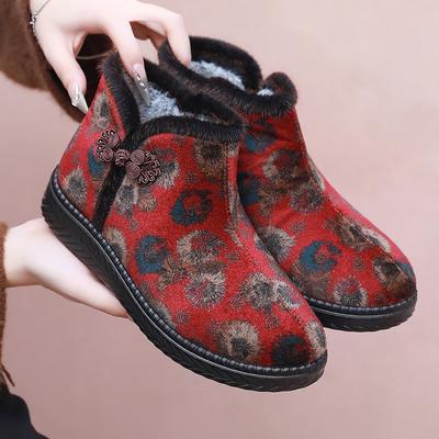Зимние теплые ботинки на платформе для женщин, нескользящие, с подкладкой из искусственного меха, вышитые, ботильоны, женские удобные, пушистые, короткие ботинки для ходьбы