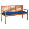 Day and Night - Day and Night 3-seater Garden Bench Solid Eucalyptus Wood and Cushion 150 Cm
