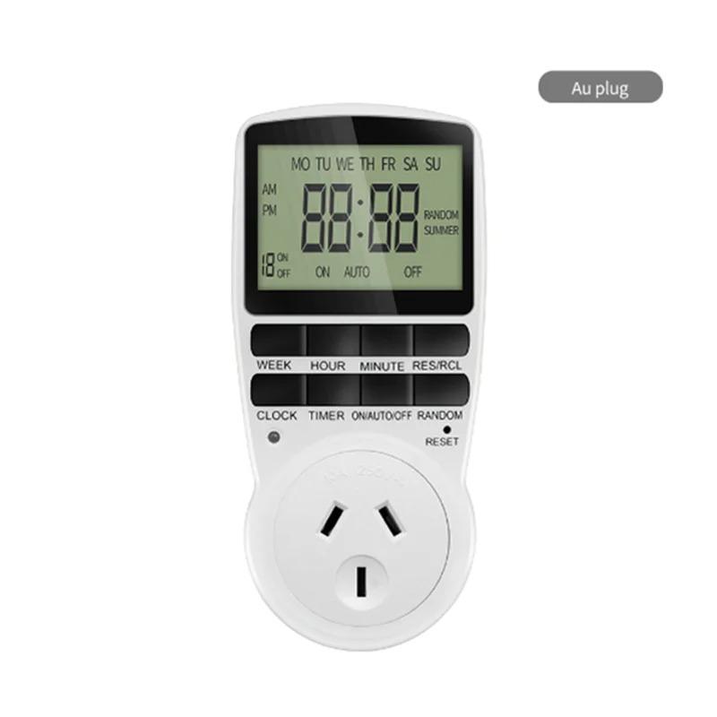 Электронный цифровой таймер Кухонный таймер Розетка 230В 110В 12/24 часа Циклическая розетка Программируемое время Таймер EU FR US UK AU Вилка