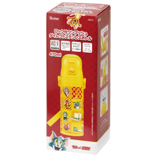Skater Tom and Jerry Happy 470ml Children's Stainless Steel Sports Bottle SDC4-A
