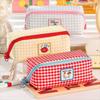 Korean Style Grid Stationery Bag Desktop Storage Dopamine Pencil Pouch Prism Pencil Case  Children