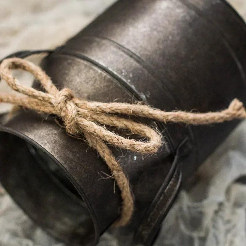 Ретро Старая жестяная ведро для цветов Мебель Реквизит Сад Европейский молочник Одиночный цветочный горшок Ваза Украшения Украшения Домашний декор