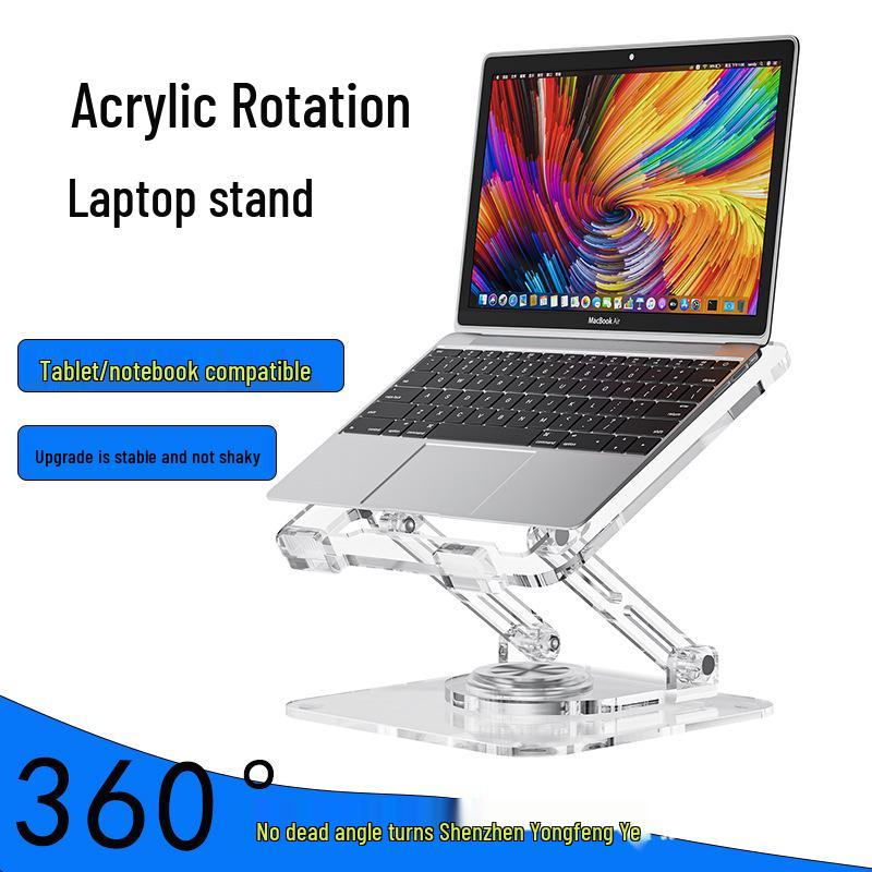Acrylic 360° Rotating Laptop & Tablet Stand: Foldable for Online Classes and Binge-Watching