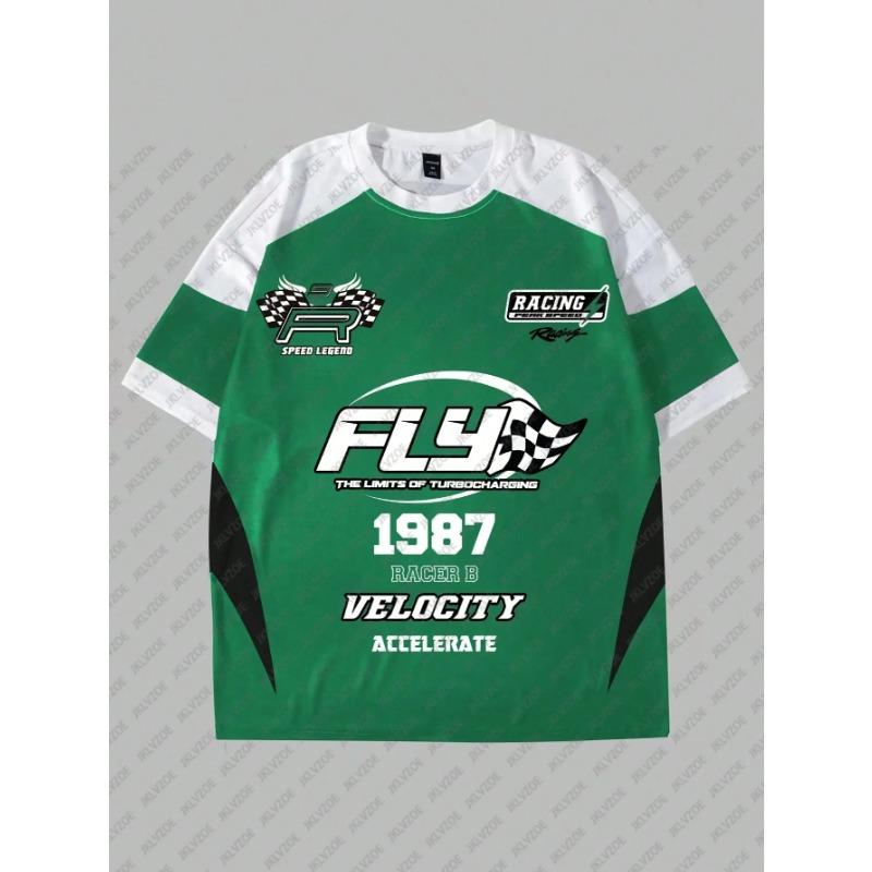 Summer Round Neck 3D Racing Printed Top Fashionable Casual Short Sleeved Men's T-shirts