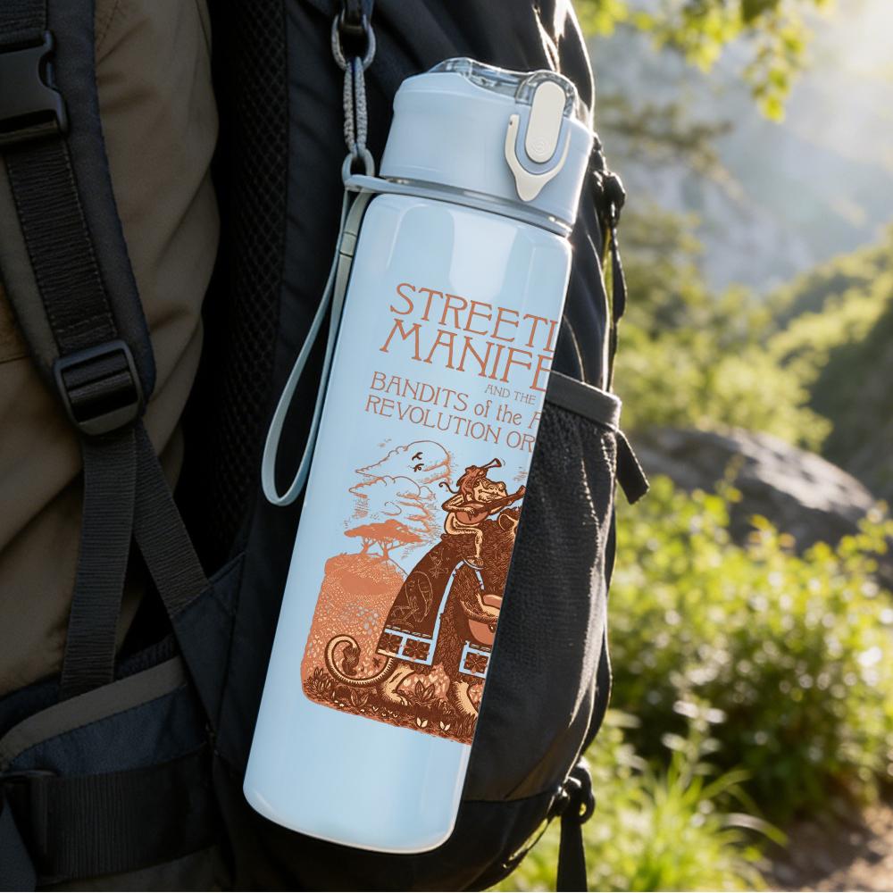1PC Brown Bear Western Vintage Sketch Print 750ml Portable Sports Water Bottle Leakproof Gym Outdoor Travel Drink Cup