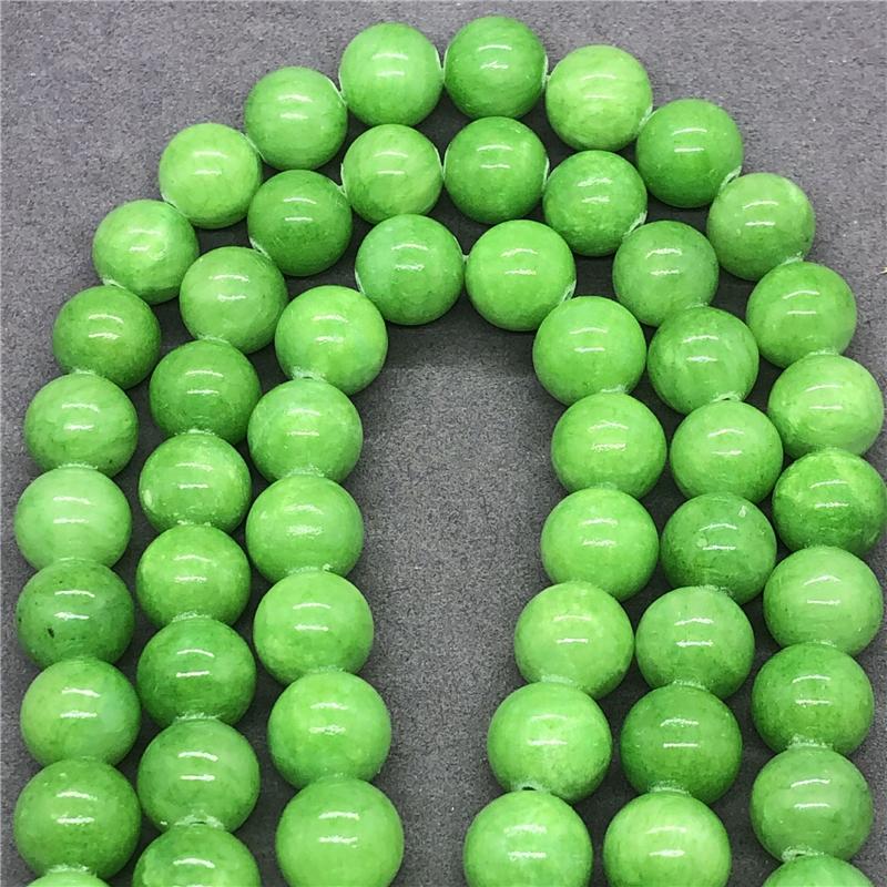 Натуральный камень, драгоценный камень, трава, зеленый халцедон, свободные бусины, ювелирные изделия, круглые бусины