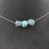 Stones and Minerals. 3 Larimar Pearl Necklace from the Dominican Republic. Steel Chain Necklace Women, Men. Custom Size