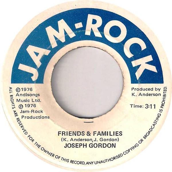 7-дюймовая пластинка JOSEPH GORDON - Friends & Families NONE Jam-Rock 1976 Ямайка Регги, Ска и Даб Б/у