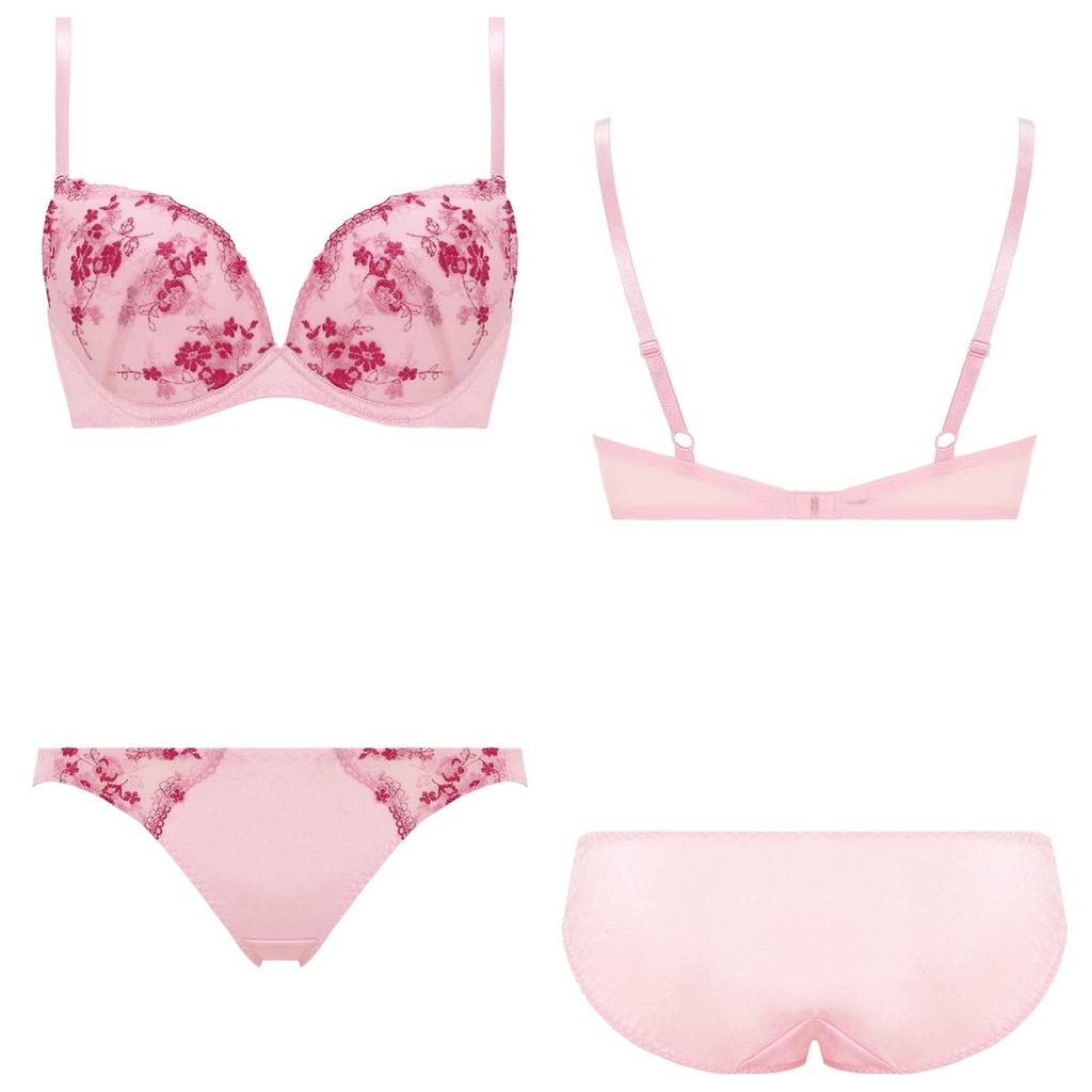 AMOSTYLE BY Triumph Entry Collection Bra Panty Set M020 C65 Push-Up & (Pretty Bouquet) Women's (Lipstick Pink)